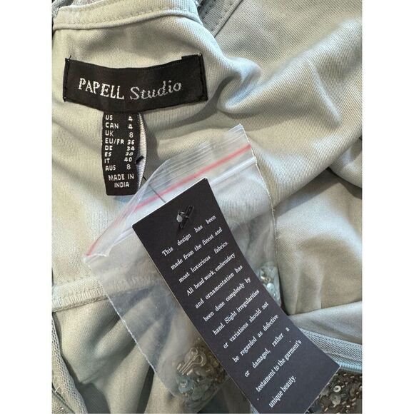 Papell Studio Beaded Cocktail Dress In Sage Green With Sequin Details size4 - Picture 8 of 9